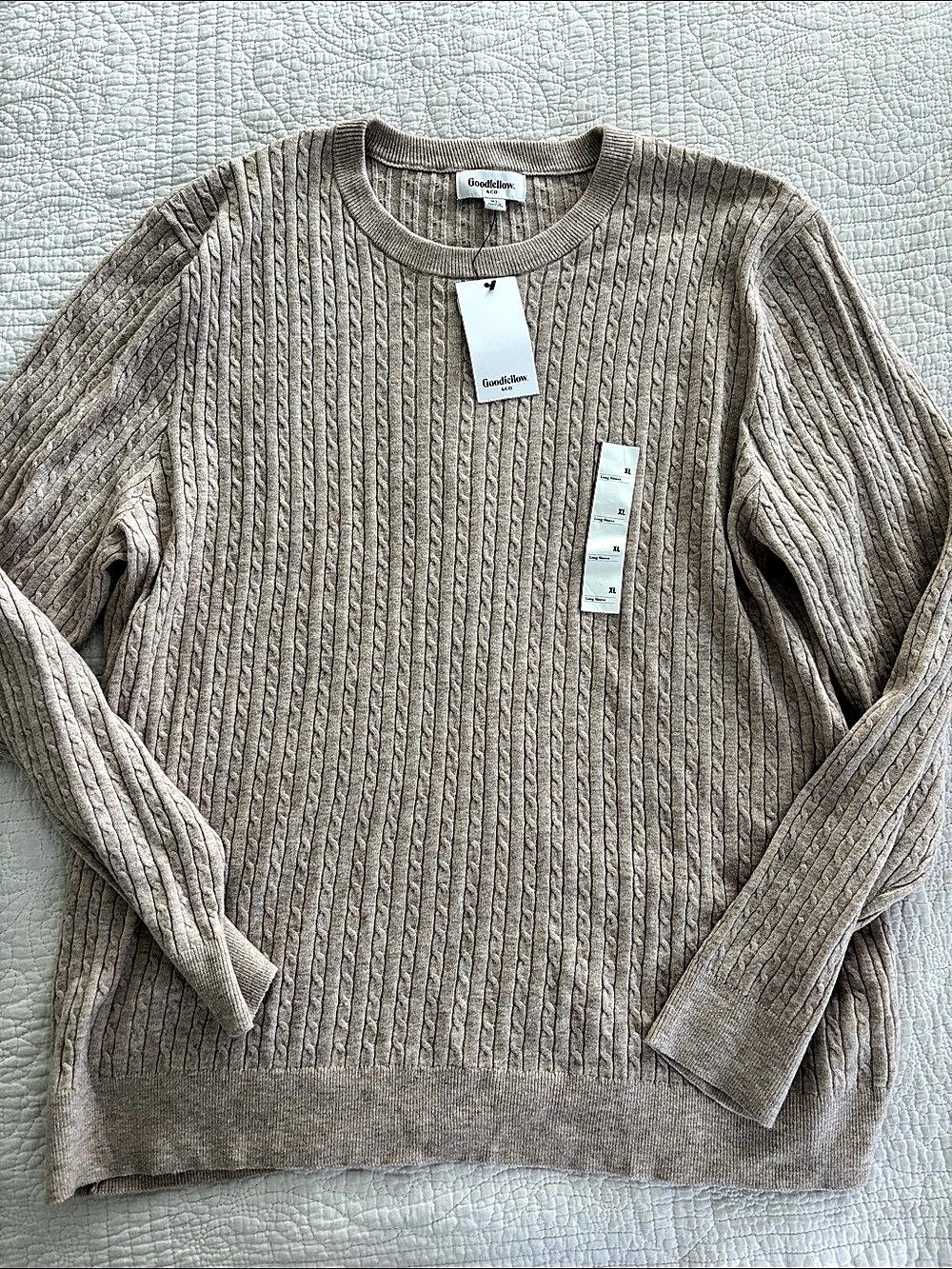 Goodfellow & Co Men's Cable Crewneck Sweater Cable Knit Crewneck in Brown XL NWT